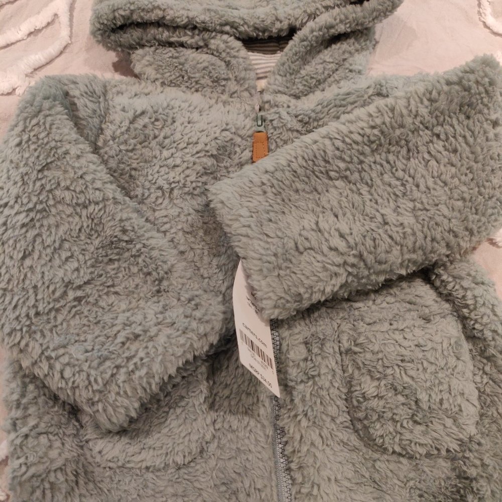 Carter's Sherpa blue coat with bear ears Super Soft 18 month NWT